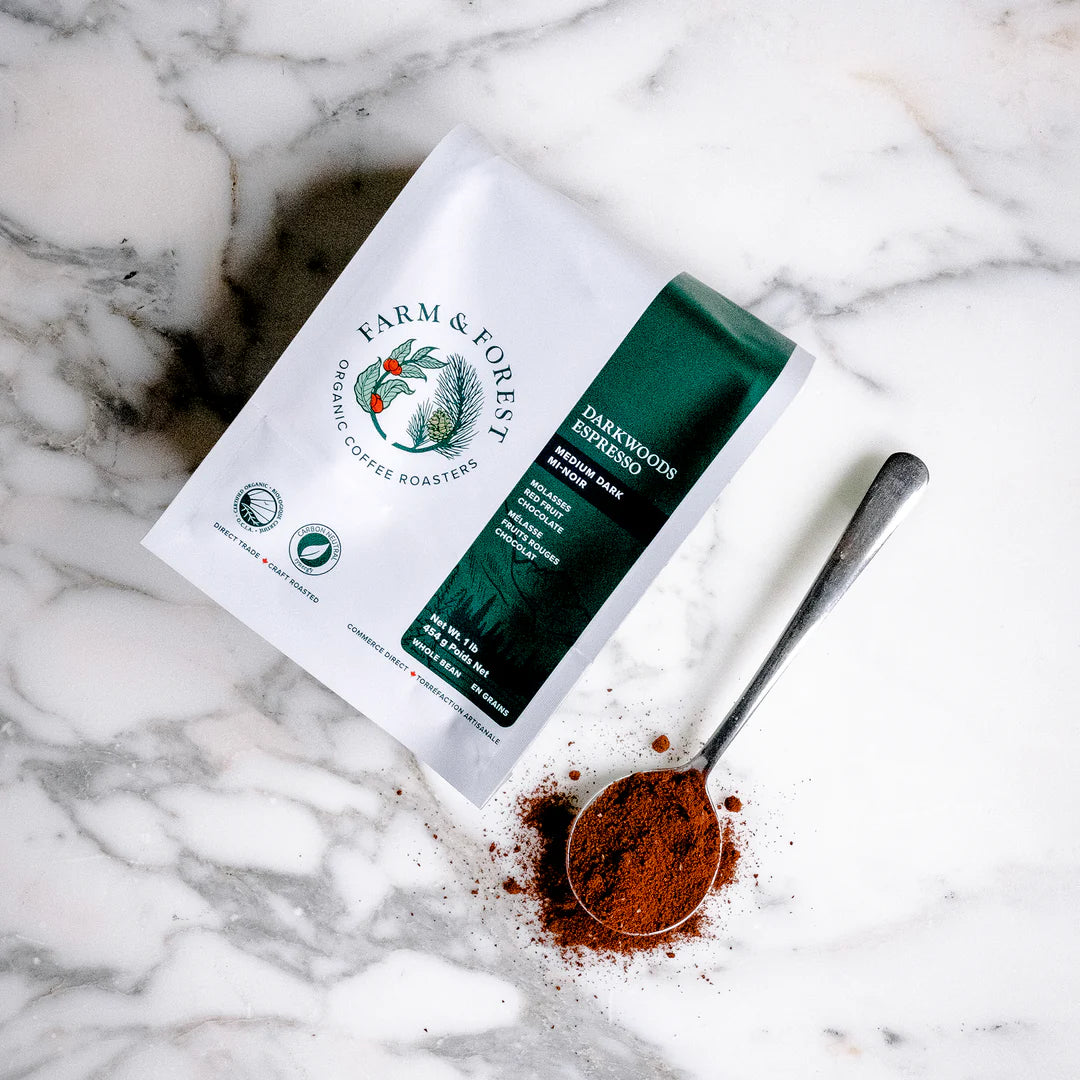 CERTIFIED ORGANIC (OCIA) DARKWOODS ESPRESSO MEDIUM DARK ROAST