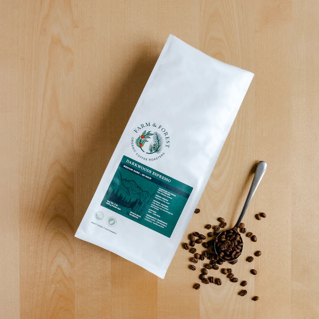 CERTIFIED ORGANIC (OCIA) DARKWOODS ESPRESSO MEDIUM DARK ROAST
