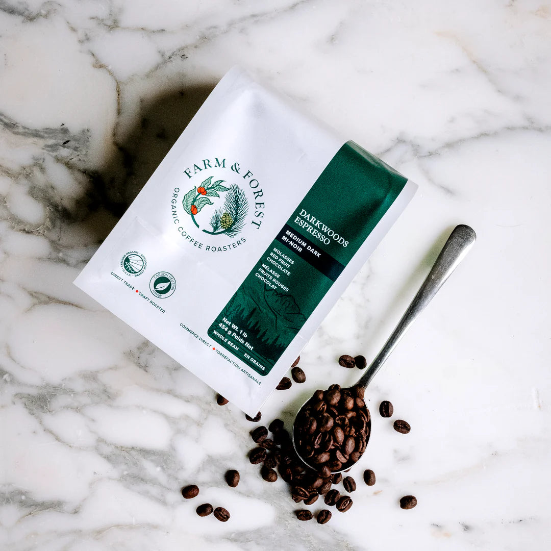 CERTIFIED ORGANIC (OCIA) DARKWOODS ESPRESSO MEDIUM DARK ROAST