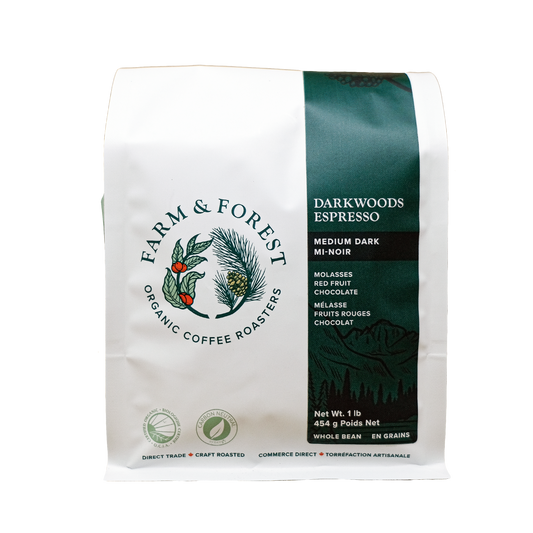 CERTIFIED ORGANIC (OCIA) DARKWOODS ESPRESSO MEDIUM DARK ROAST