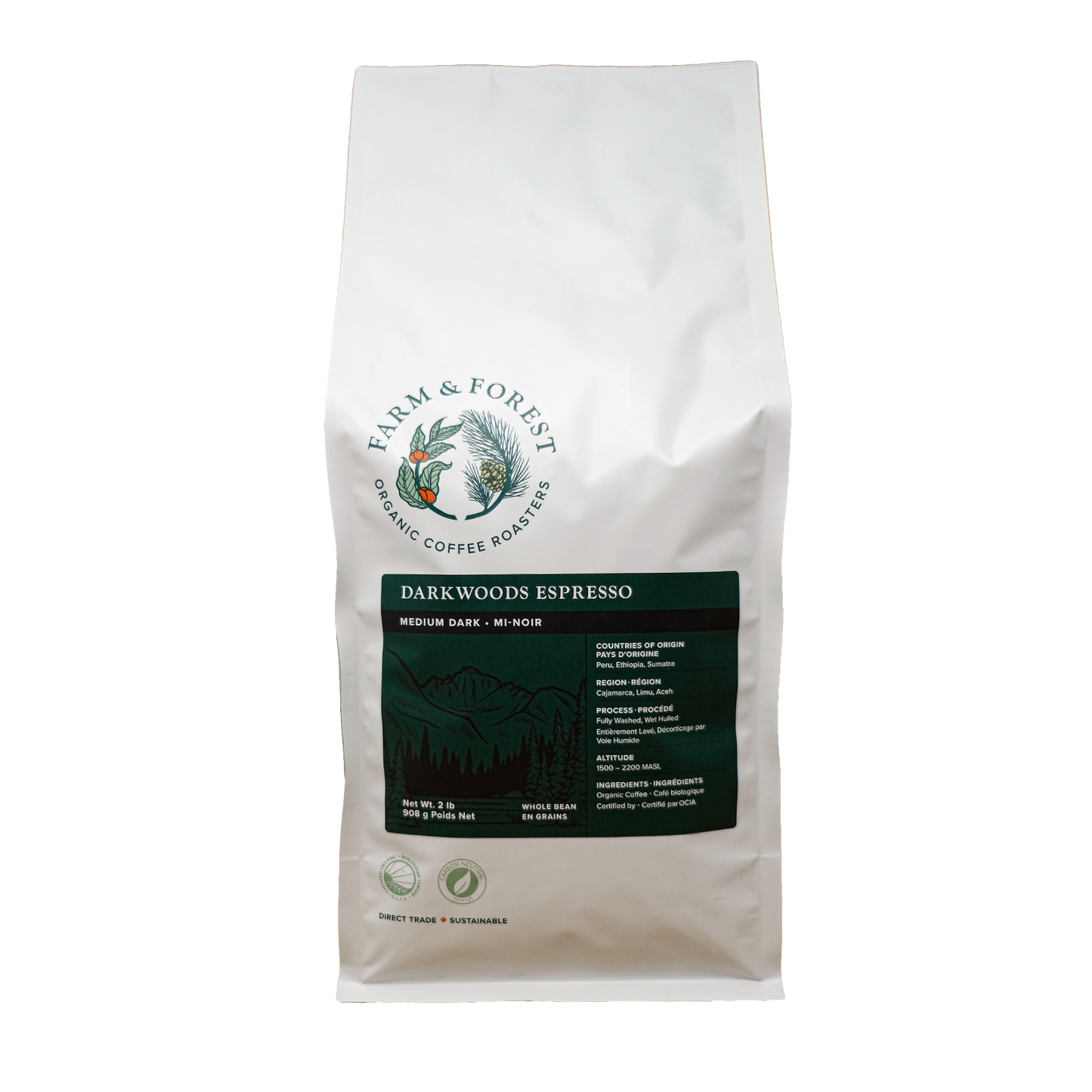 CERTIFIED ORGANIC (OCIA) DARKWOODS ESPRESSO MEDIUM DARK ROAST