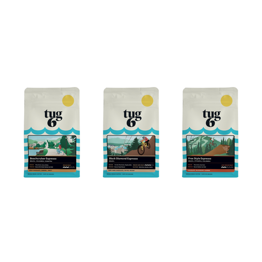 Tug 6 Espresso Sampler Pack 3 x 200 g: Beachcruiser, Black Diamond, Freestyle
